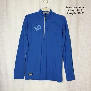 NFL Combine Detroit Lions‎ Mens S Quarter Zip Pullover Blue Stretch Activewear